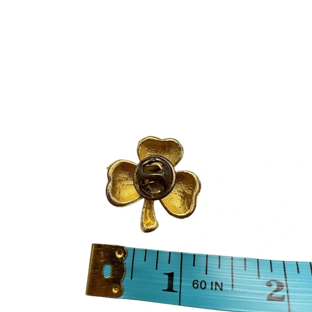 Shamrock‎ 3 Leaf Clover Green Giltter Gold Color Lapel Pin St Patrick's Day LUCK